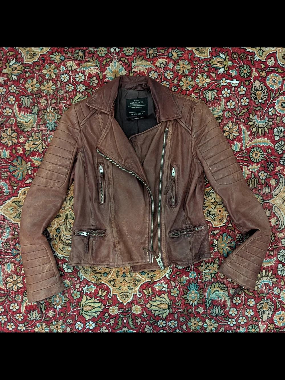All Saints Oxblood Leather Moto Jacket - Size 6